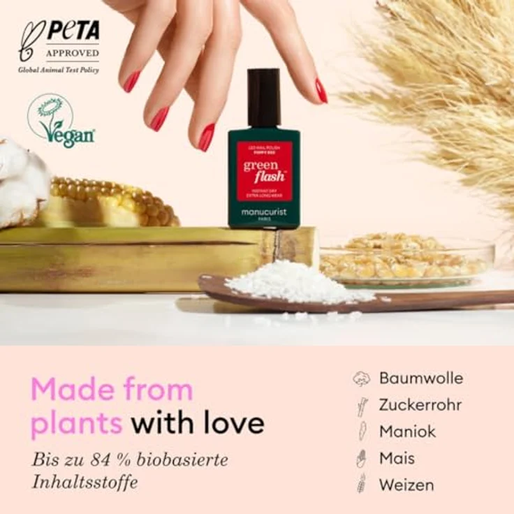 Manucurist Green Flash™ UV Nagellack Pastell Blau Bubble • Hema Free, 12-Free, Bio-basiert • Nägel Selber Machen für UV Lampe • Gel Nagellack UV 15 ml • Gel Nägel – Bild 4