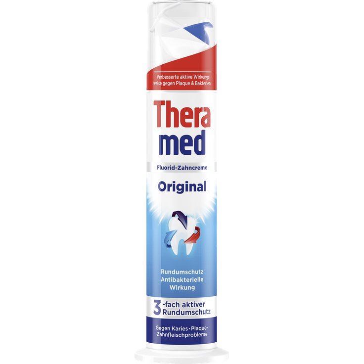 Theramed Flurid-Zahncreme Spender Original, antibakterielle Formel für 3-fach aktiven Schutz, 75 ml