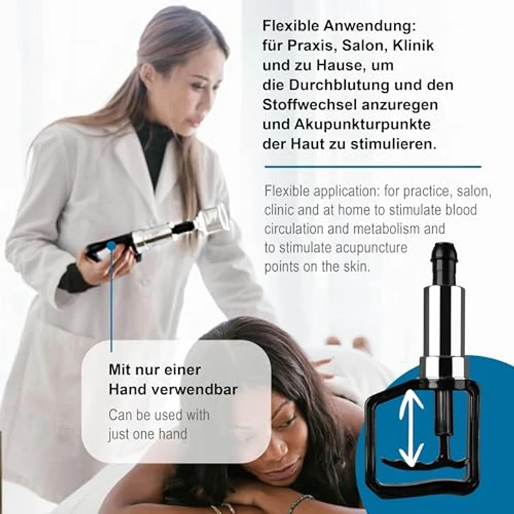pulox Vakuum-Massager Vakuum-Pumpe, ergonomisch mit rutschfester Gummispitze, Ersatzteil für Schröpfgläser-Koffer-Set – Bild 3