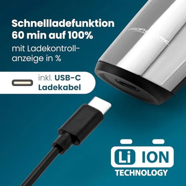 ProfiCare® PC HR 3139, Elektrorasierer für Herren mit 3-fach Schersystem, flexiblen Scherköpfen, Langhaarschneider und IPX6-Wasserschutz – Bild 5