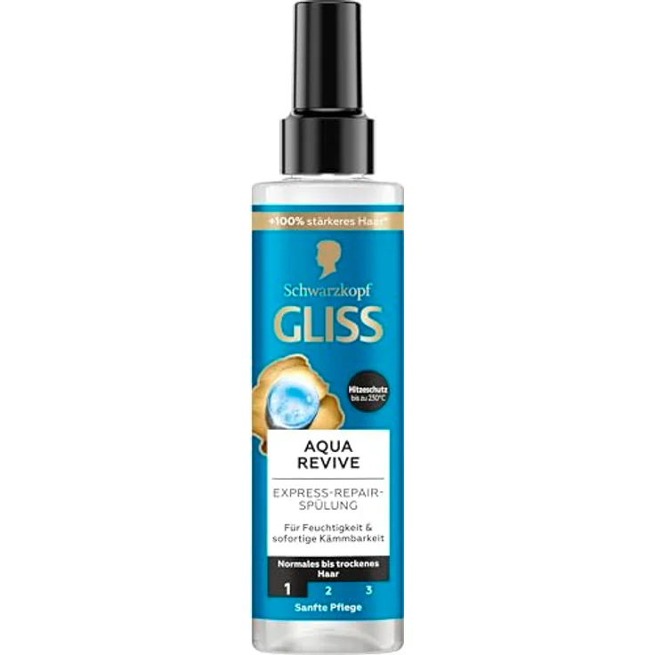 Gliss Express-Repair-Spülung Aqua Revive, Haarspülung mit 48 h Feuchtigkeit, Hitzeschutz bis 230 °C, 200 ml – Bild 2