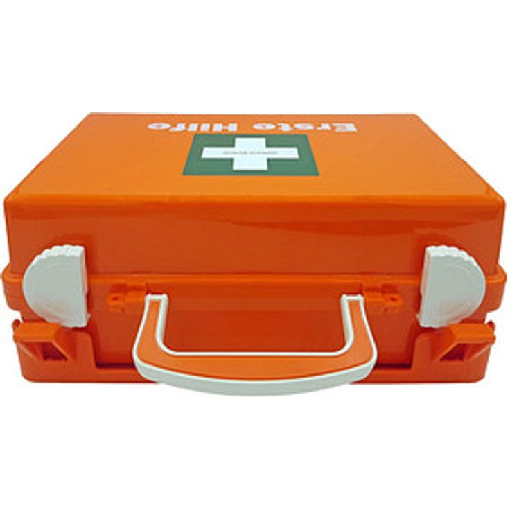 Holthaus Medical Erste-Hilfe-Koffer QUICK DIN 13157, kompakt aus schlagfestem ABS-Kunststoff, orange, inkl. Wandhalterung