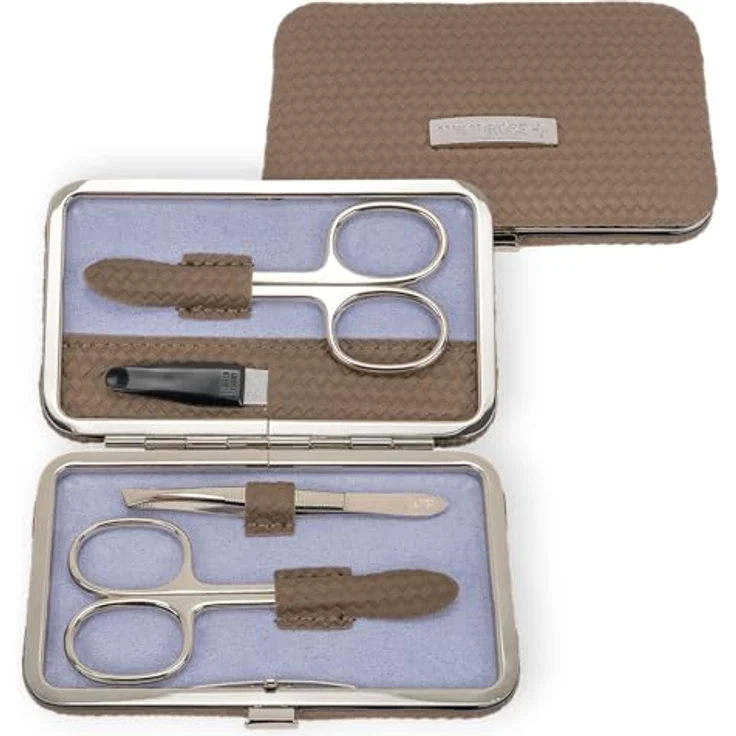 Windrose Corbello Nagelpflegegerät, Maniküre-Set in Mocca mit Nagelfeile, Pinzette und 2 Scheren, 11 cm – Bild 1