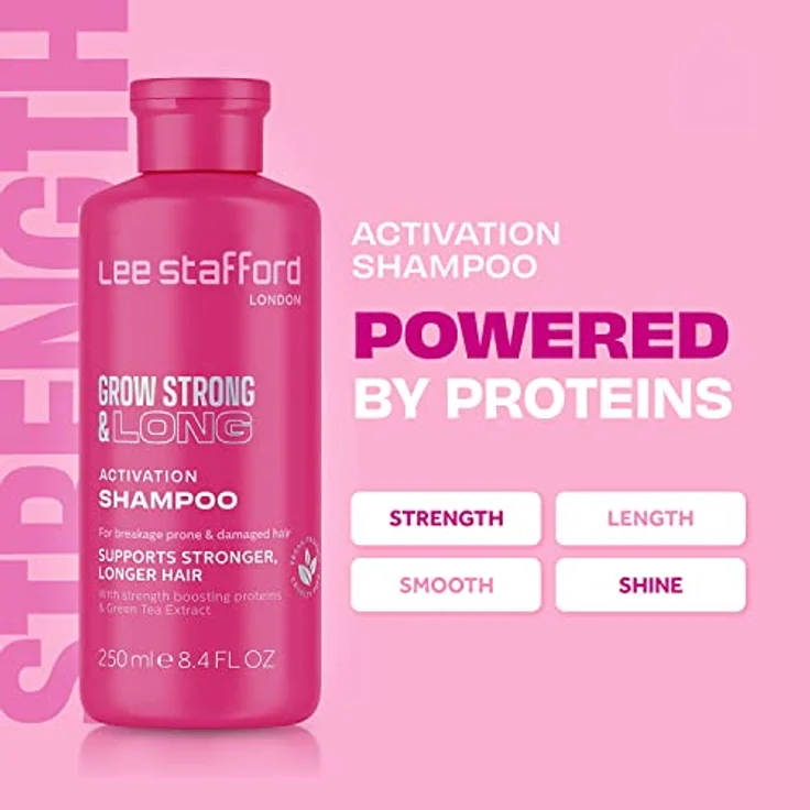 Lee Stafford Grow Strong & Long Haarshampoo, 250 ml, für Haarwachstum und Stärkung der Wurzeln, vegan – Bild 2