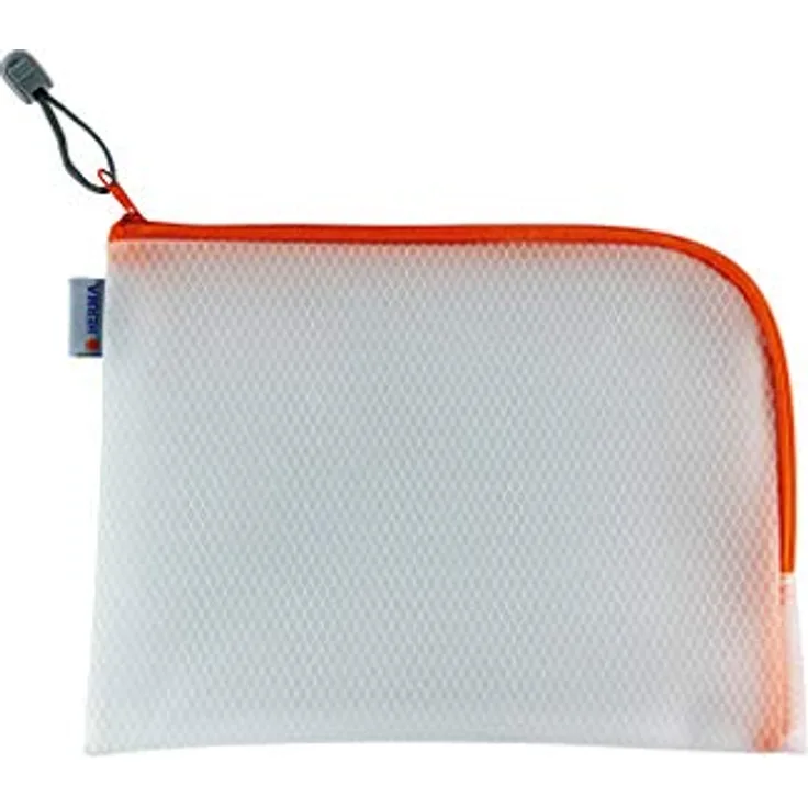 HERMA 20012 Kulturbeutel A5 mit Reißverschluss transparent orange, kleine verschließbare Sichttasche mit Zipper, Kosmetiktasche für Kosmetik, Flüßigkeiten, Make-Up, Zahnbürste