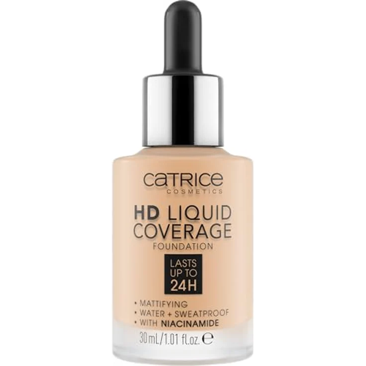 Catrice HD Liquid Coverage Foundation Nr. 008, Nude, hohe Deckkraft, langanhaltend, mattierend, vegan, ölfrei, wasserfest, 30ml – Bild 2
