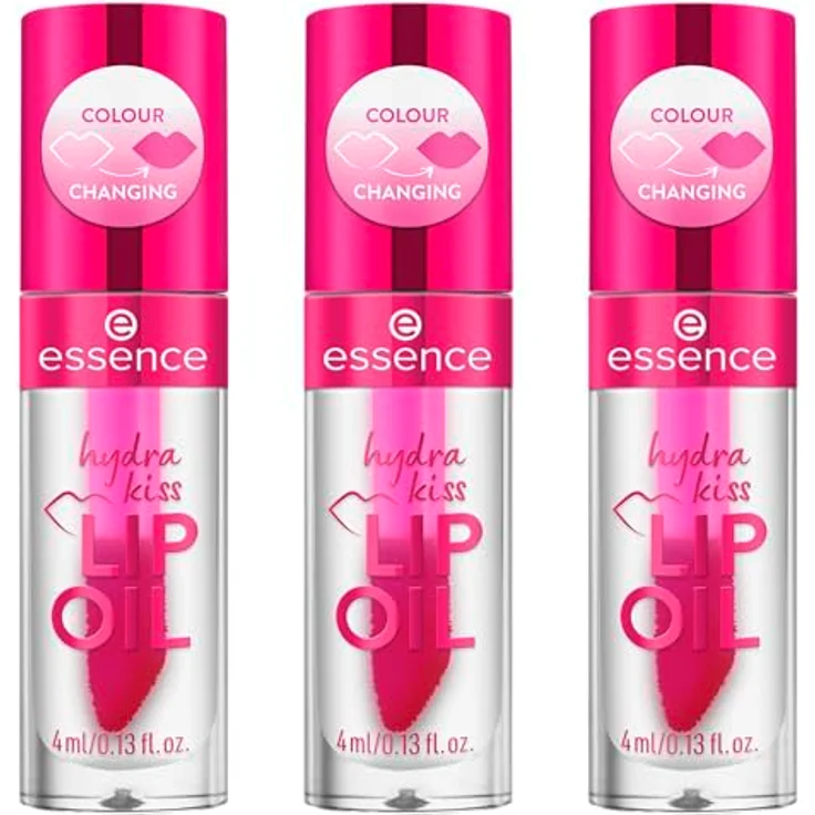 essence hydra kiss LIP OIL, Lipgloss Nr. 06, Transparent, feuchtigkeitsspendend, pflegend, vegan, 3er Pack (3x4ml) – Bild 1