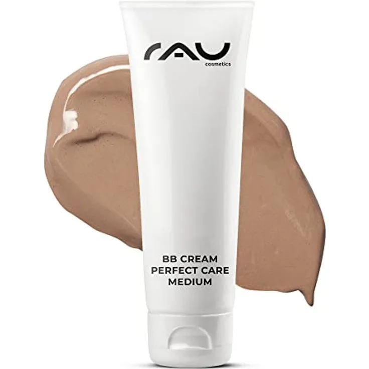 Silikonölfreie BB Cream Medium SPF12 alle Hauttypen auch für sensible Haut 75 ml - Make-Up, Pflege, UV-Schutz, Glow - Getönte Tagescreme mit Zink, Vitamin E, Mandelöl, Pantheno LSF12 - RAU Cosmetics