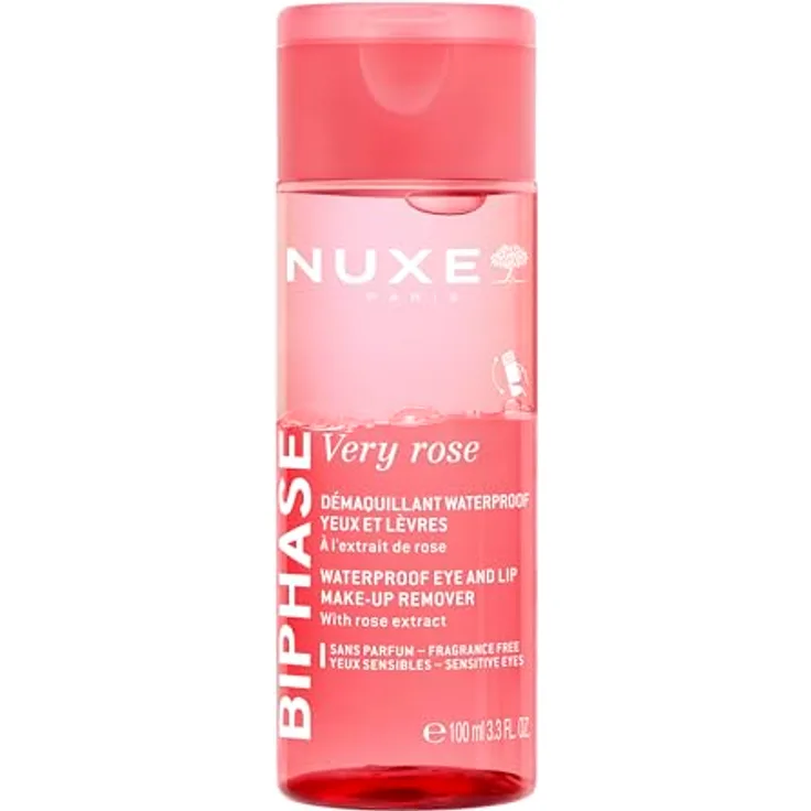 Nuxe Very Rose Biphase Make-up Remover, 100 ml, sanfte Entfernung von Waterproof-Make-up, für empfindliche Haut