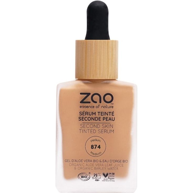 Zao Primer Second Skin Tinted Serum, Make-up-Primer für trockene, sensible & Mischhaut, 30 ml