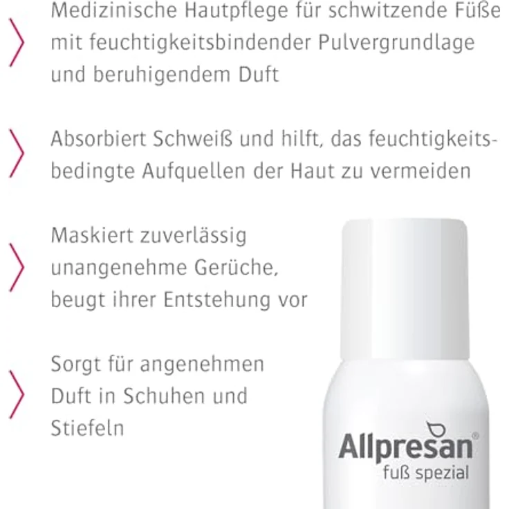 Allpresan Fuß spezial Nr. 5 Fußpuder-Spray, 125ml, gegen schwitzende Füße, ohne Aluminiumsalze & Konservierungsstoffe, für angenehmen Duft und trockene Haut – Bild 4