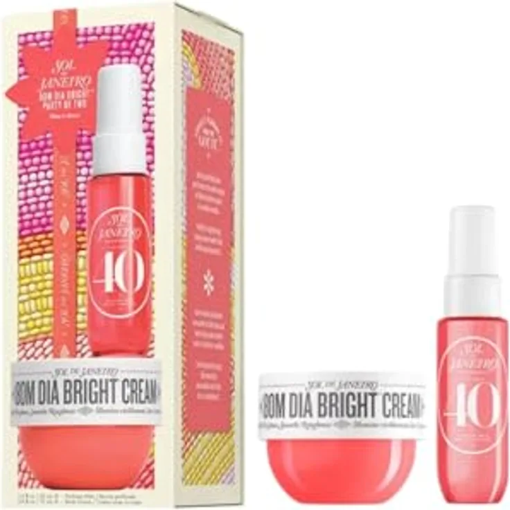 Sol de Janeiro Bom Dia Bright Holiday Set, Körperpflege-Duo mit Bright Cream 75ml und Cheirosa 40 Duft 30ml, Reisegrößen, festliche Kollektion