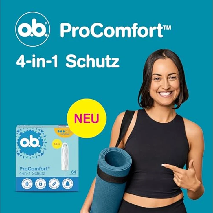 o.b. ProComfort normal 4-in-1 Schutz Tampons, 96 Stück, mit Dynamic Fit-Technologie und sanfter Spitze, dermatologisch – Bild 2