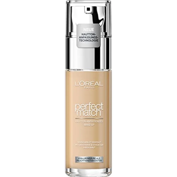 L'Oréal Paris Make up, Flüssige Foundation mit Hyaluron und Aloe Vera, Perfect Match Make-Up, Nr. 3.5.D Golden Peach, 30 ml – Bild 1