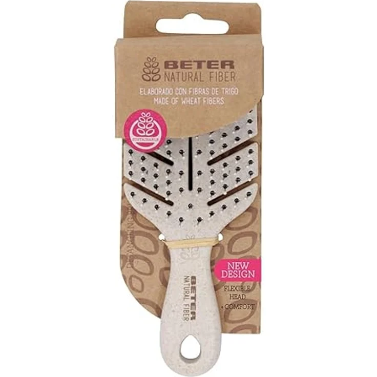 Beter Natural Fiber Mini Entwirrbürste, Antistatische Skelettbürste aus Weizenfasern, sanftes Kämmen für nasses und trockenes Haar, ideal für alle Haartypen, kompakte Reisemaße – Bild 3