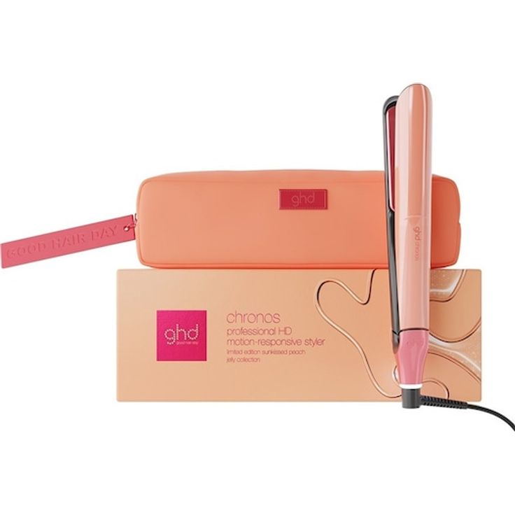 ghd Jelly Chronos Styler, Glätteisen in Sunkissed Peach mit HD Motion-Responsive™ Technologie, 2,7 m Kabel und Hitzeschutz-Etui