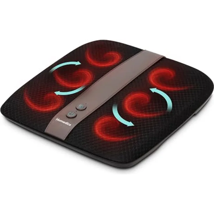 HoMedics Shiatsu Deluxe-Fußmassagegerät mit Wärme, 28 rotierende Köpfe, Zehenberührungssteuerung, für Füße bis Größe 47, ergonomisches Design