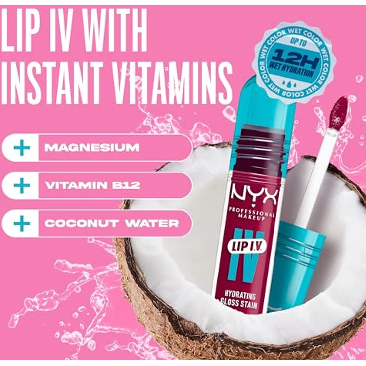 NYX Professional Makeup Lip IV Lipgloss, feuchtigkeitsspendend, langanhaltend, Farbton Magenta Mist, 5 ml – Bild 5