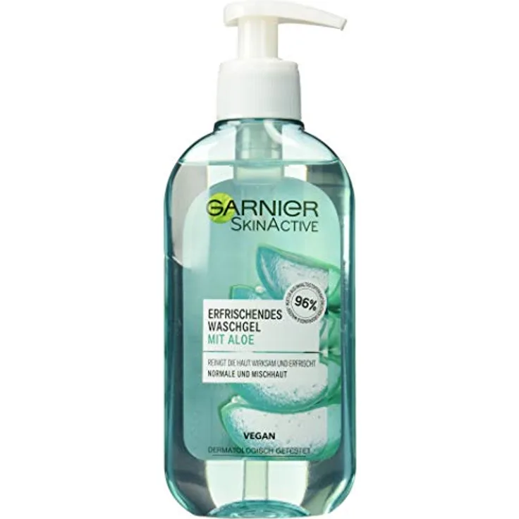 Garnier SkinActive Waschgel mit Aloe Extrakt Normale und Mischhaut, (200 ml)