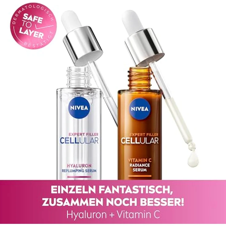 Nivea NIVEA CELLULAR Expert Filler Vitamin C Serum, Anti-Falten-Gesichtsserum, 30 ml, für alle Hauttypen geeignet – Bild 9