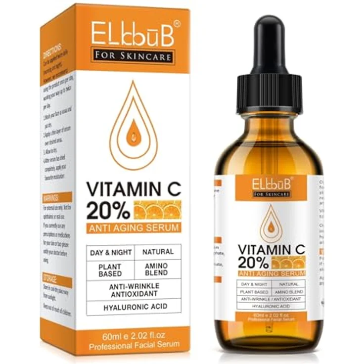 P-Beauty Cosmetic Accessories Gesichtsserum mit Vitamin C und E, 20% Vitamin C, Hyaluronsäure, Anti Aging, vegan, 60ml, hypoallergen, farbmittelfrei, farbstofffrei – Bild 1