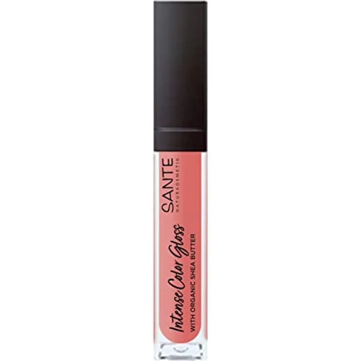 Sante Naturkosmetik Natürlicher Lipgloss mit glänzendem Finish, Mit Sheabutter für gepflegte Lippen, Intense Color Gloss, Nr. 04 Sparkling Coral, 1 x 5,3 ml