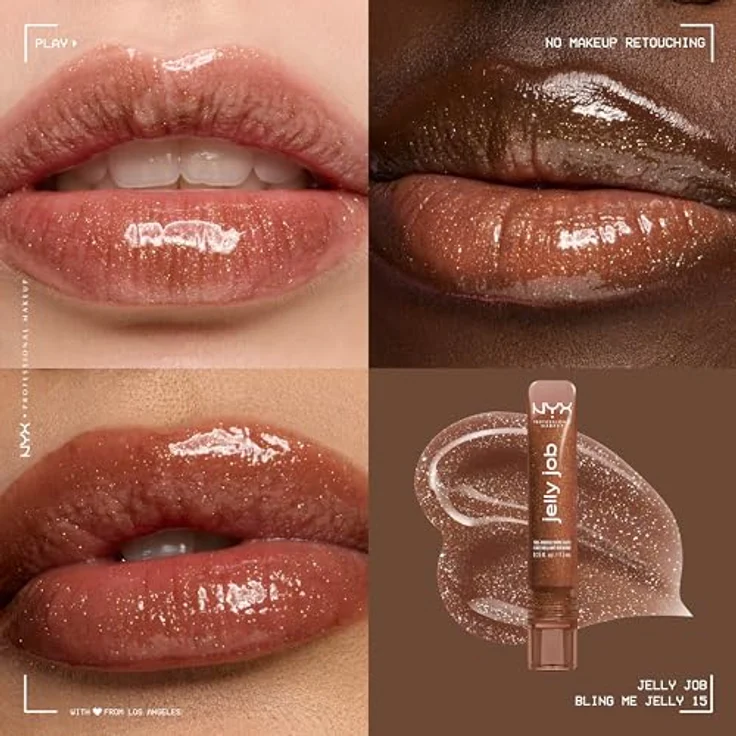 NYX Professional Makeup Jelly Job leuchtender Lippenglanz mit vergrößerndem Effekt, Farbton Bling Me Jelly, 7.5 ml – Bild 2