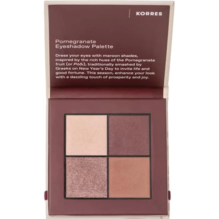 KORRES Eyeshadow Palette Pomegranate, Lidschattenpalette in kastanienbrauen Shades, hochpigmentiert, silikon- und parabenfrei, 5g