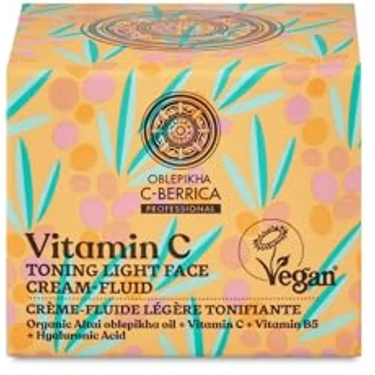 Natura Siberica Oblepikha Berrica Fluido Tono Light Cream Vitamin C 50ml, Feuchtigkeitsspendend und strahlend für die Haut