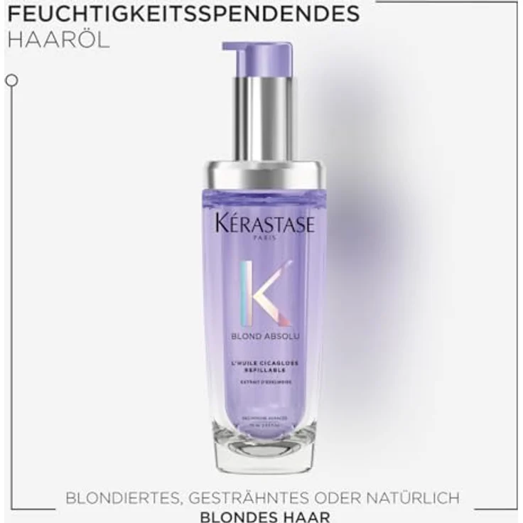 KÉRASTASE Blond Absolu l’Huile Cicagloss, Stärkendes Pflege-Öl für blondes oder blondiertes Haar mit Hitzeschutz, Nachfüllbarer Flakon, 75 ml – Bild 2