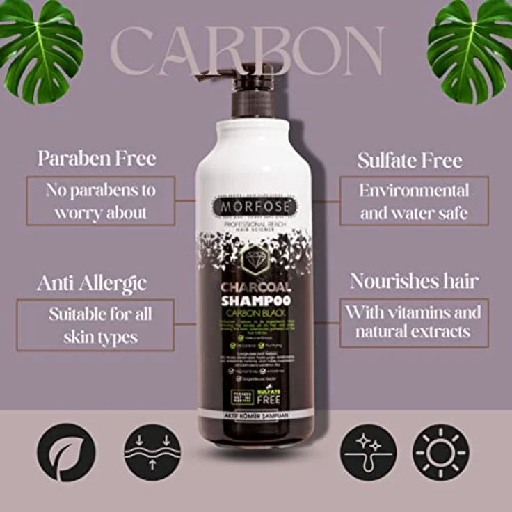 Morfose Charcoal Shampoo Tiefenreinigungsshampoo für fettiges Haar, 1000 ml – Bild 5