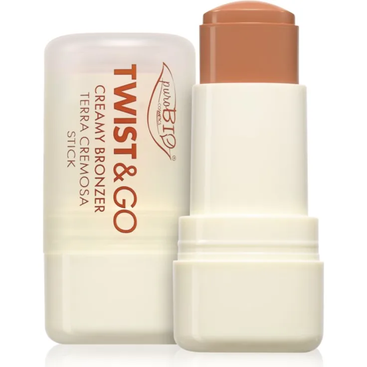 puroBIO Cosmetics Twist&Go cremiger Bronzer Stift 02 Biscuit, vegan, 5 g, für natürliche Bräune und Konturierung