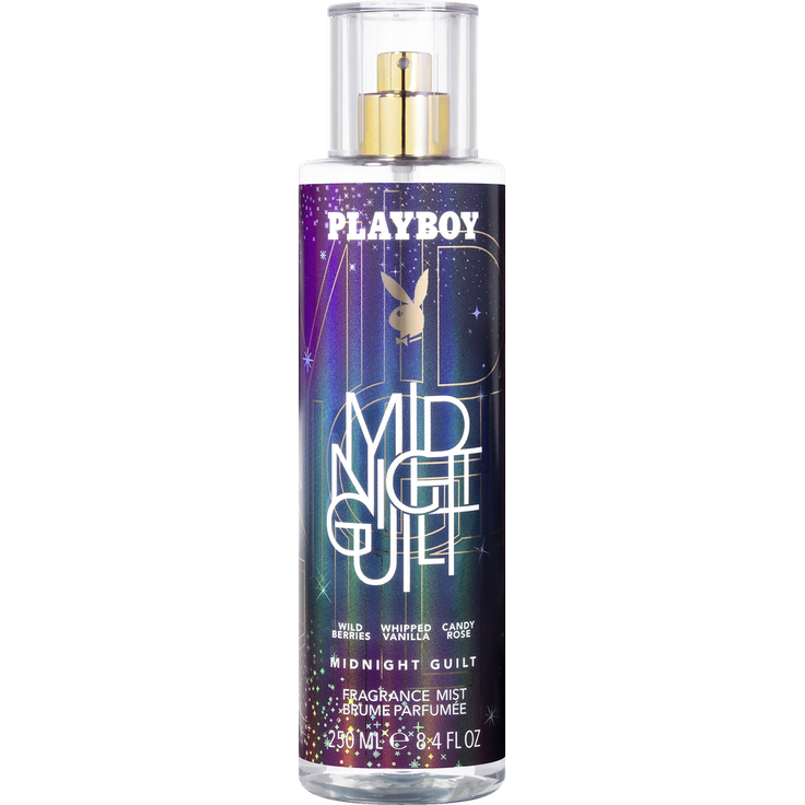 Playboy Midnight Guilt, Body Mist 250 ml, veganer blumig-fruchtiger Chypre-Duft mit Waldbeeren und Vanille