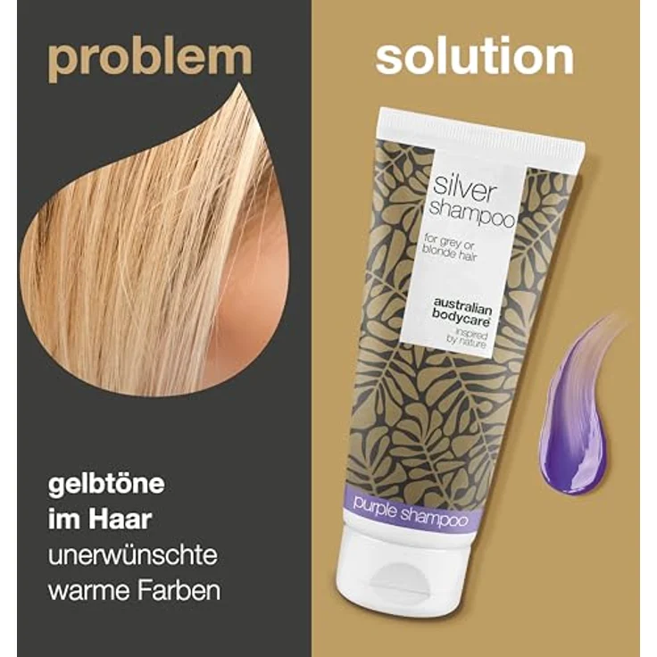 Australian Bodycare Silbershampoo, Anti-Gelbstich für blondes und graues Haar, 250 ml – mit violetten Pigmenten für klaren, kühlen Farbton und frischen Glanz – Bild 2