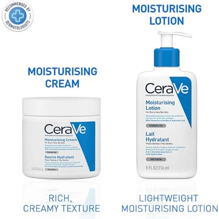 CeraVe Creme Gesicht & Körper Feuchtigkeitsspendende Creme 454 g mit feuchtigkeitsspendender Wirkung für trockene Haut – Bild 11