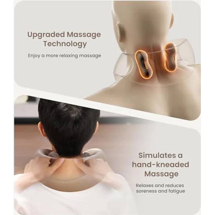 RENPHO Nackenmassagegerät, Kabelloses 6D-Knet-Massagegerät mit Wärmefunktion, Tragbar und USB-C aufladbar, für Frauen und Männer, perfekt für Reisen – Bild 2