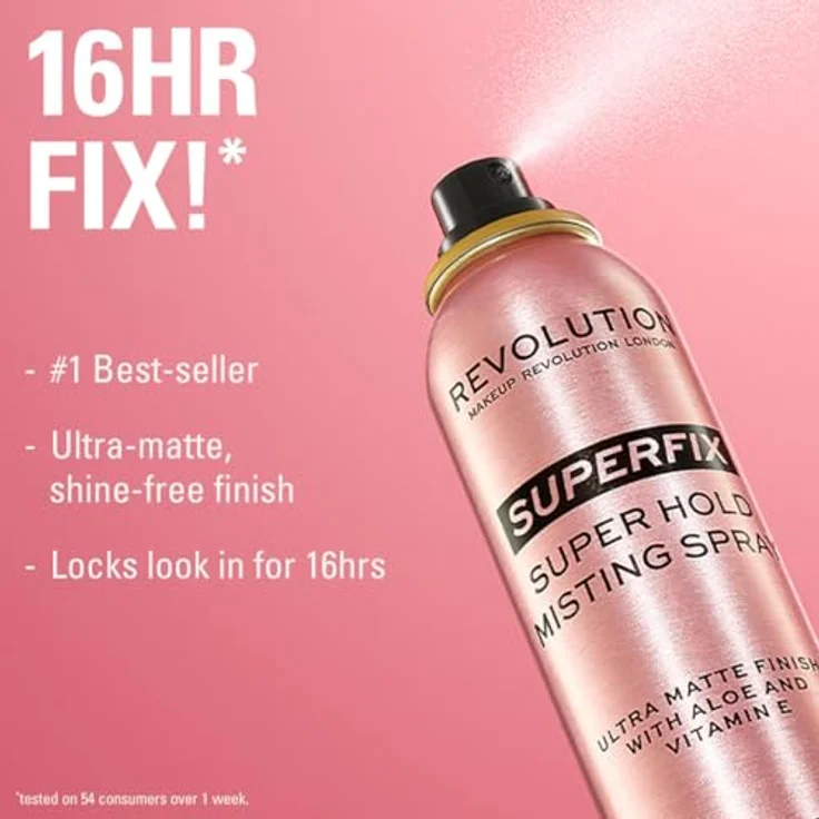 REVOLUTION Super Fix Misting Spray, Fixierspray für flüssige, matte und puderbasierten Make-up, schwereloser Fixiernebel – Bild 2