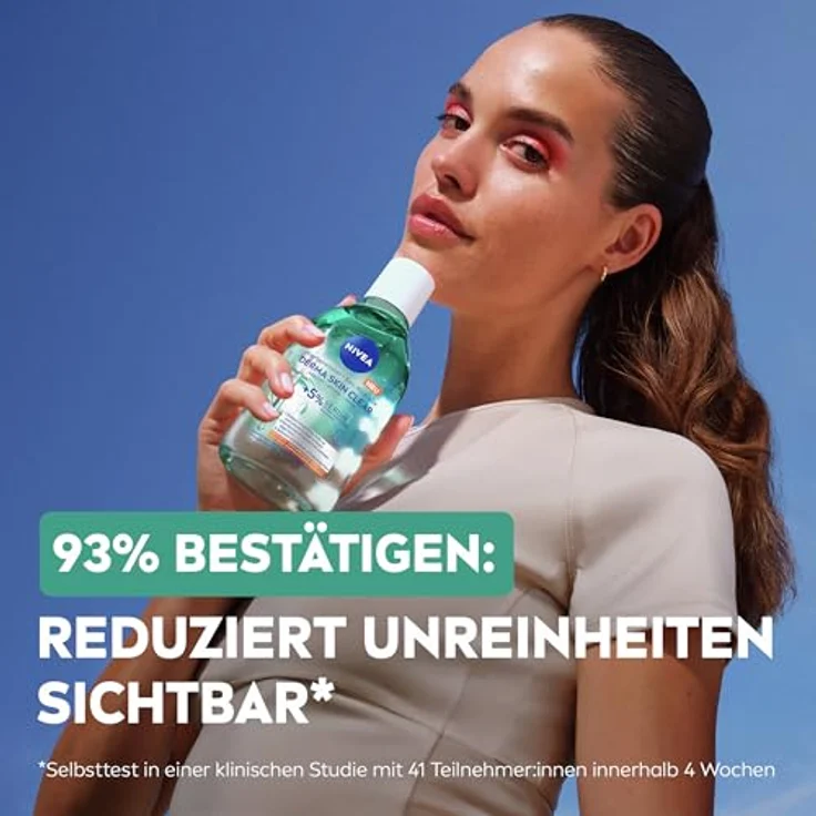 NIVEA Derma Skin Clear Mizellenwasser, sanfte Gesichtsreinigung mit Niacinamid, 400 ml, biologisch abbaubar und mikroplastikfrei – Bild 5