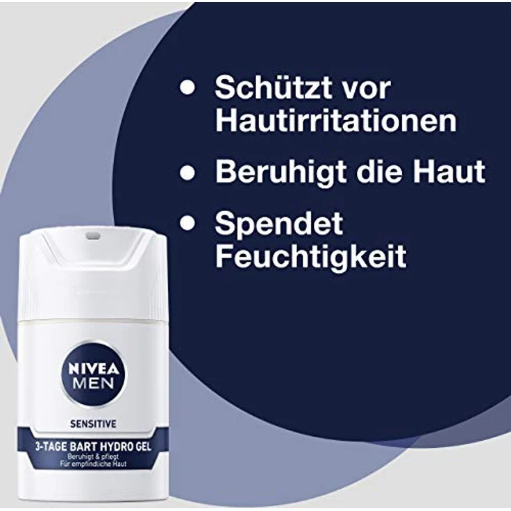 Nivea Männerpflege Gesichtspflege Nivea Men Sensitive 3-TAge Bart Hydro gel 50 ml Tagespflege für Damen und Herren – Bild 3