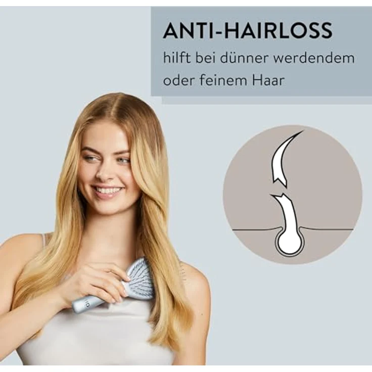 PARSA Beauty Hair ID Anti-Haarverlust Haarbürste – Extra weiche Borsten verhindern Haarbruch, 50% recycelter Kunststoff, blau – Bild 3