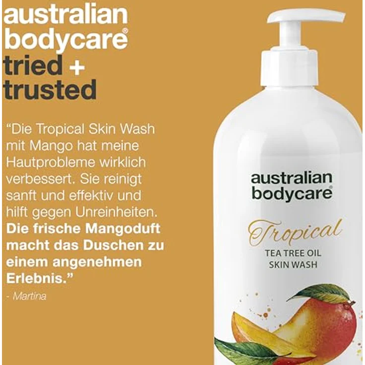 Australian Bodycare Skin Wash Professional 1000 ml | Teebaumöl + Mango Duschgel für den Körper | Macht die Haut weich | Ideal bei unreiner Haut, Pickeln oder vor der Haarentfernung mit Wachs/Rasur – Bild 5
