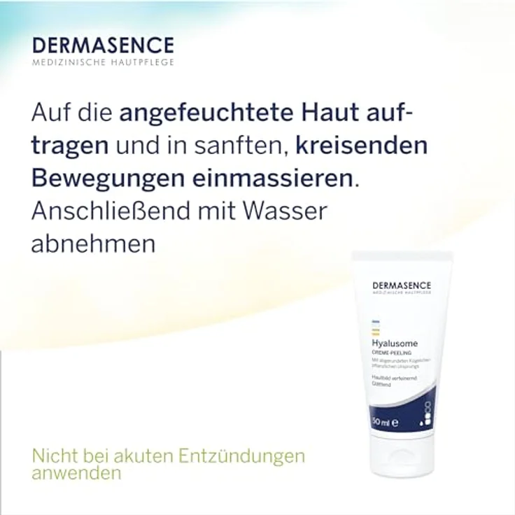DERMASENCE Hyalusome Creme-Peeling, 50 ml - Pflegendes, mechanisches Peeling - entfernt abgestorbene Hautschuppen und löst Mitesser - mit natürlichen gehärteten Rizinuskügelchen - mit Vitamin E – Bild 5