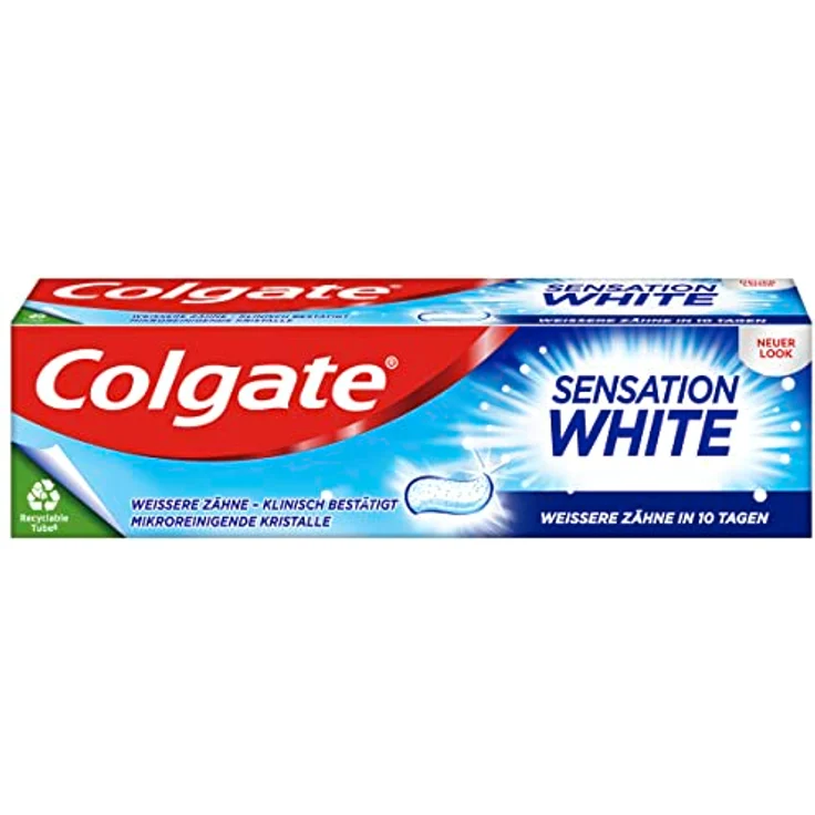 Colgate Sensation White Zahnpasta, 75 ml, zahnschmelzschonende Zahnaufhellung mit mikroreinigenden Kristallen und Karies-/Plaqueschutz – Bild 4