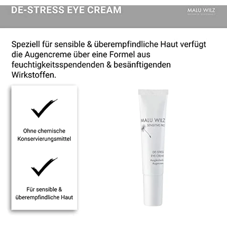 Malu Wilz DE-Stress Eye Cream 15ml I Skincare Augencreme für sanfte Gesichtspflege I Schützende Gesichtspflege-Creme mit Hyaluronsäure I Vegan – Bild 5