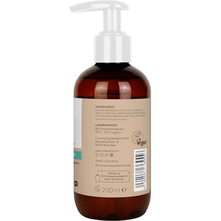MABYEN Bio Baby Öl Mandel, 200ml, vegan, parfümfrei, NATRUE-zertifiziert, Hebammen empfohlen, ideale Basispflege für empfindliche Babyhaut – Bild 7