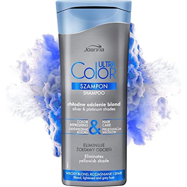 Joanna Ultra Color - Shampoo für Silber- und Platin-Farben - Stärkendes revitalisierendes Haar-Shampoo - Farbauffrischung, Haarpflege & Glanz - Neutralisiert gelblichen Farbton - 200 ml