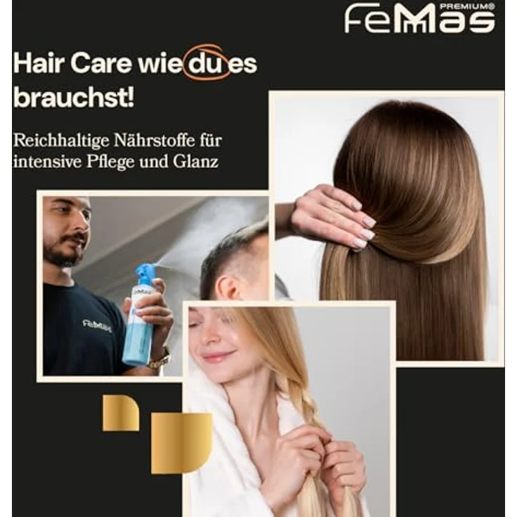 FemMas Bi-Phase Spray Milk Sofortpflege 320ml, Leave-in Conditioner mit Milchproteinen für Glanz, Geschmeidigkeit und Haarausfallprophylaxe – Bild 3