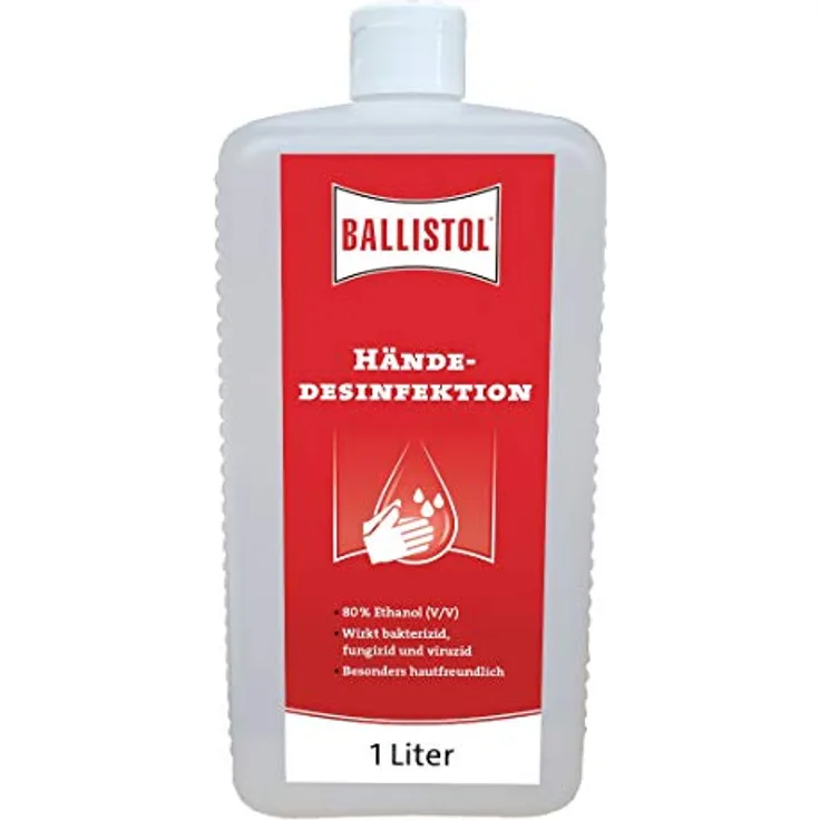 Ballistol Händedesinfektionsmittel, 1 l (1000 ml), alkoholisches Antiseptikum, hautfreundlich, wirksam gegen Bakterien, Pilze und Viren, inklusive SARS-CoV-2
