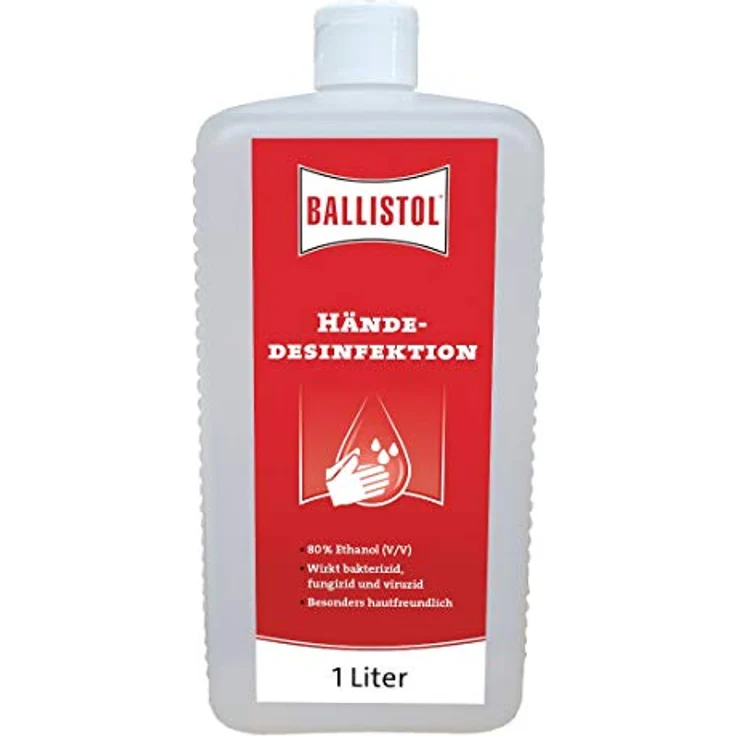Ballistol Händedesinfektionsmittel, 1 l (1000 ml), alkoholisches Antiseptikum, hautfreundlich, wirksam gegen Bakterien, Pilze und Viren, inklusive SARS-CoV-2 – Bild 1