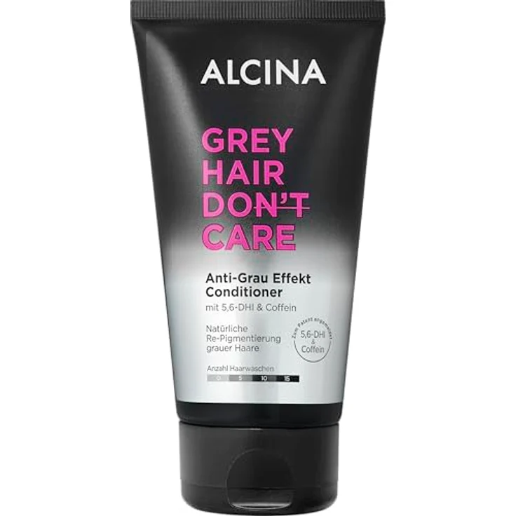 ALCINA Grey Hair Don't Care Anti-Grau Effekt Conditioner | 1 x 150 ml | natürliche Re-Pigmentierung | für braunes bis dunkles Haar | zum Patent angemeldet 5,6-DHI & Coffein – Bild 1